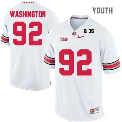 Ohio State Buckeyes Youth Adolphus Washington #92 White Authentic Nike 2015 Patch College NCAA Stitched Football Jersey ZJ19W12CE